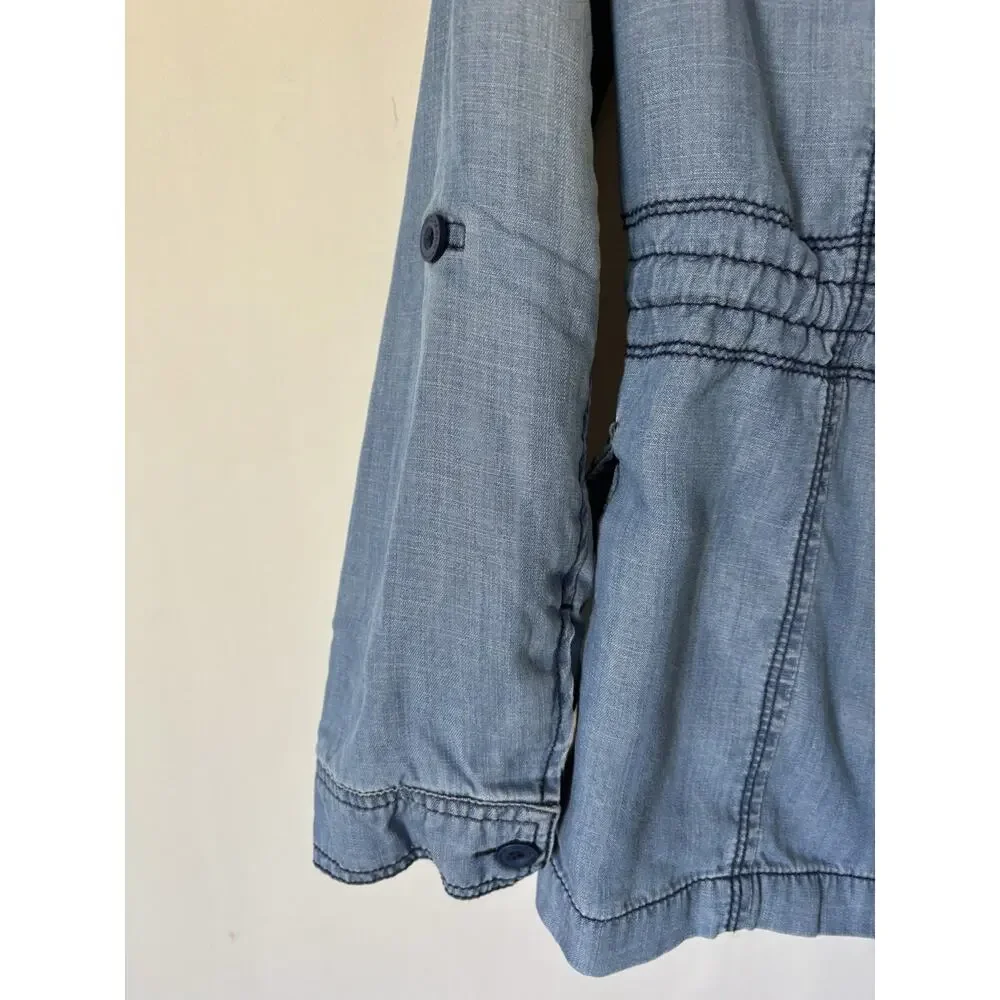 Anthropology Marrakech Denim Lyocell Utility Jacket XS Blue Jean Pockets Boho